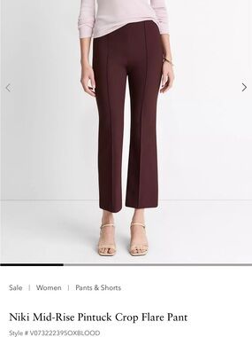 Vince Oxblood Pintuck Crop Flare Pants